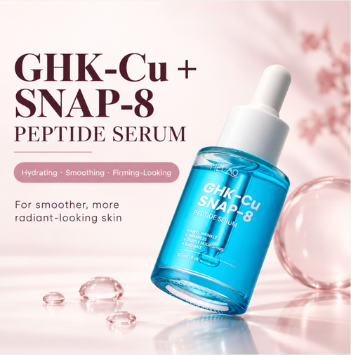 GHK-Cu + SNAP-8 peptide serum bottle with dropper