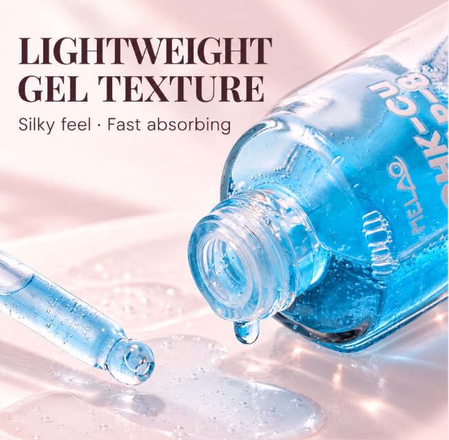 Lightweight gel texture peptide serum swatch